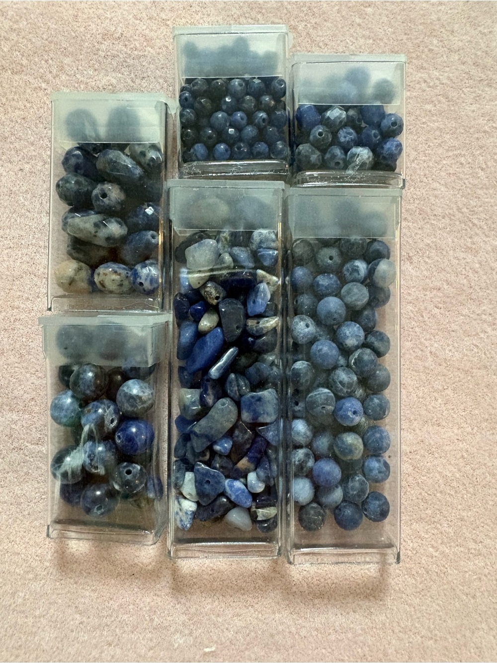"Sodalite" Double Gemstone Beads of the Month Club lot 6 tube beads